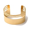 Titanium Steel Hollow Striped Open Cuff Bangles for Women BJEW-G719-06G-2