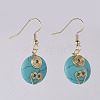 Flat Round Synthetic Turquoise Beads Dangle Earrings EJEW-JE03720-04-1
