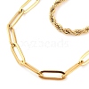 304 Stainless Steel Double Layer Paperclip Chain & Rope Chain Necklaces for Women NJEW-G140-01A-G-2