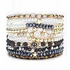 2Pcs 2 Color Natural Lava Rock & Synthetic Hematite & Shell Beaded Multi-strand Bracelets Set BJEW-JB08784-9