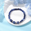 Natural Sodalite Cube & Round Beaded Stretch Bracelets BJEW-JB10807-04-2