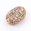 Brass Micro Pave Cubic Zirconia Beads KK-F748-33G-2