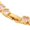 Rack Plating Brass Pave Cubic Zirconia Heart Link Bracelets BJEW-Q347-05G-05-3