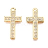 Brass Micro Pave Clear Cubic Zirconia Pendants KK-T073-25G-1