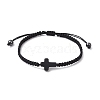 2Pcs Synthetic Turquoise & Hematite Braided Bracelets for Couple BJEW-JB11339-3