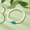 Natutal White Sea Shell Disc Beaded Stretch Bracelets BJEW-JB10551-02-2