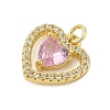 Heart Rack Plating Brass with Cubic Zirconia Pendants KK-Z074-51G-2