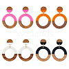 3 Pairs 3 Colors Resin & Wooden Donut Dangle Stud Earrings with 316 Surgical Stainless Steel Pins EJEW-FI0002-47-1