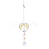 Wire Wrapped Natural Yellow Quartz Heart with Tree of Life Pendant Decorations HJEW-K046-02P-06-2