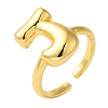 Initials Brass Open Cuff Ring for Women RJEW-N046-02J-G-1