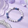 Natural Howlite & Blue Aventurine Round Beaded Stretch Bracelets BJEW-TA00528-02-2