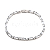 Brass Pave Clear Cubic Zirconia Rectangle & Flat Round Link Bracelets BJEW-YWC0002-02A-1