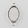 Tibetan Style Alloy Flat Oval Cabochon Connector Settings TIBE-M022-06AS-5