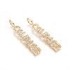 Brass Micro Pave Clear Cubic Zirconia Pendants ZIRC-L085-44G-1