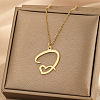 304 Stainless Steel Heart Initial Pendant Necklaces for Women Men FS-WG51A4F-04-1