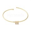 Rack Plating Brass Micro Pave Clear Cubic Zirconia Letter Open Cuff Bangles BJEW-A018-01G-W-2