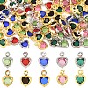 50Pcs 5 Colors Heart Rack Plating Brass Glass Charms KK-YW0004-09G-2
