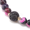 Natural Fire Crackle Agate & Lava Rock Stretch Bracelet BJEW-JB08362-04-4