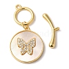 Brass Micro Pave Clear Cubic Zirconia Toggle Clasps KK-N254-92G-1