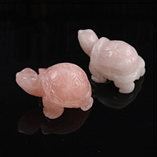 Natural Rose Quartz Carved Healing Tortoise Figurines DJEW-PW0012-031B-01