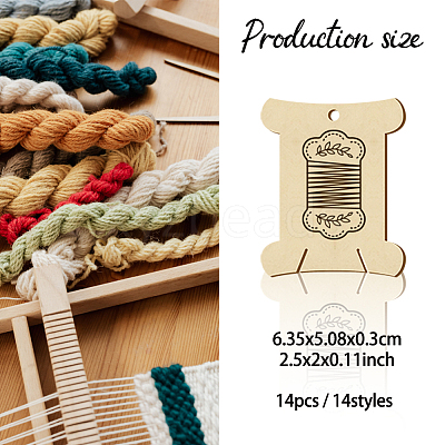 14Pcs 14 Style Plywood Thread Winding Boards WOOD-WH0060-04-1