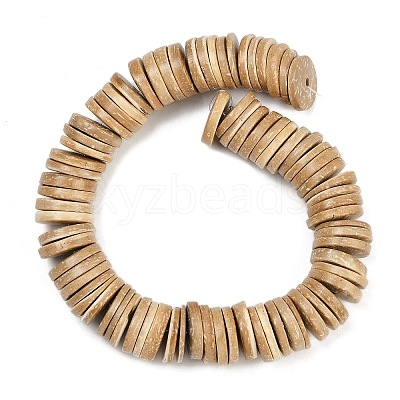 Dyed Natural Coconut Flat Round Bead Strands COCB-O003-12E-01-1