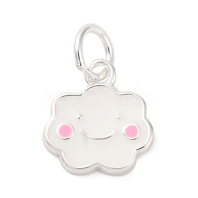 925 Sterling Silver White and Pink Enamel Smiling Face Cloud Charms STER-D303-03S-1