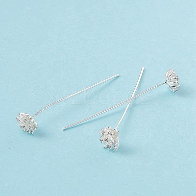Brass Micro Pave Clear Cubic Zirconia Flower Head Pins LS-KK-G413-01S-1