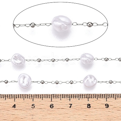 Handmade ABS Plastic Imitation Pearl Beads Chains CHS-T006-07P-1