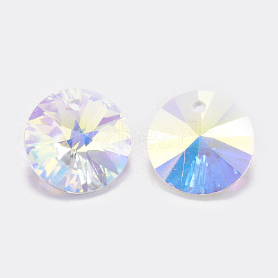 Faceted Glass Rhinestone Charms RGLA-F049-12mm-001AB-1