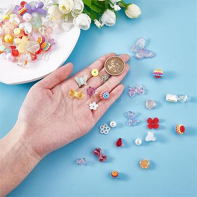 150 Pieces Random Rose Acrylic Beads Bear Pastel Spacer Beads Butterfly Loose Beads for Jewelry Keychain Phone Lanyard Making JX543A-1