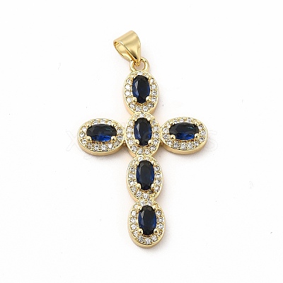 Rack Plating Brass Cubic Zirconia Pendants KK-G456-25G-05-1
