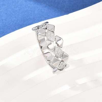 304 Stainless Steel Micro Pave Cubic Zirconia Finger Rings for Women RJEW-K315-03P-1