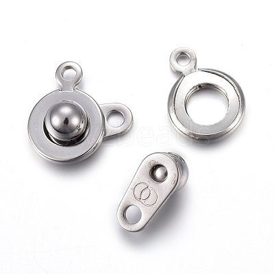 Non-Tarnish 201 Stainless Steel Snap Clasps STAS-C042-03P-1