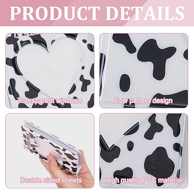 2 Books 2 Colors 3 Inch PVC Mini Love Heart Hollow Photocard Holder Book AJEW-CP0005-84-1