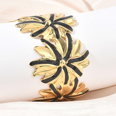 304 Stainless Steel Enamel Cuff Bangles for Women SA-CBAFD7D-02G-1
