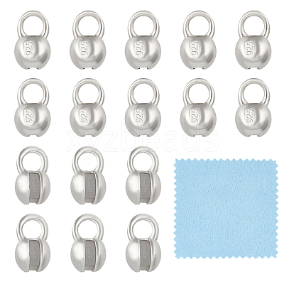 925 Sterling Silver Bead Tips with Suede Fabric Square Silver Polishing Cloth FIND-BC0013-10A-1
