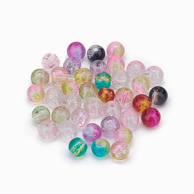 Two Tone Crackle Glass Beads X-CCG-Q002-4mm-M-1