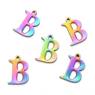Ion Plating(IP) 304 Stainless Steel Alphabet Charms STAS-H122-B-M-1