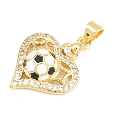 Football Brass Micro Pave Cubic Zirconia Pendants KK-A297-09G-G-1