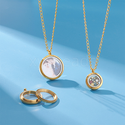 3Pcs 3 Style 304 Stainless Steel Locket Pendants FIND-UN0001-83G-1