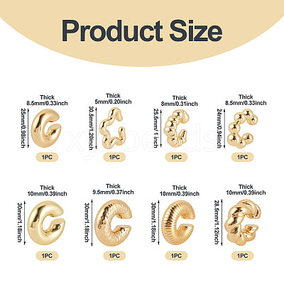 2 Sets 2 Style Adjustable CCB Plastic Cuff Earrings EJEW-TA0001-54-1