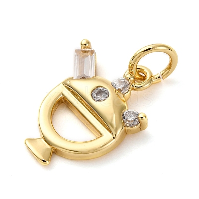Brass Micro Pave Cubic Zirconia Dessert Charms KK-P308-63G-1
