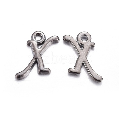 Gunmetal Plated Alloy Letter Pendants PALLOY-P097-03-X-1