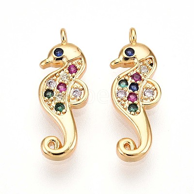 Brass Micro Pave Cubic Zirconia Pendants KK-N261-16G-1