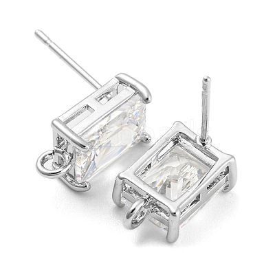 Brass with Cubic Zirconia Stud Earring Findings KK-Q789-14P-1