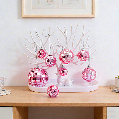 30Pcs 4 Styles Foam & Glass Mirror Ball Pendant Decorations AJEW-GA0010-79-1