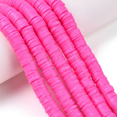 Flat Round Handmade Polymer Clay Beads CLAY-R067-6.0mm-31-1