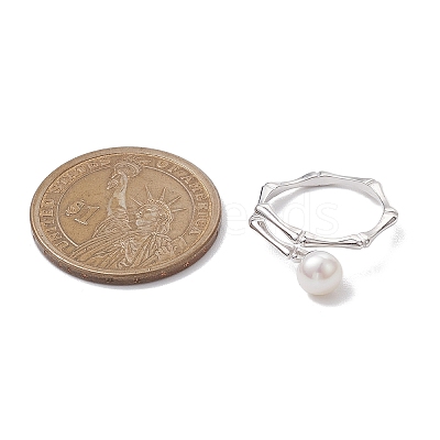 Round Natural Pearl Finger Rings RJEW-P113-11P-1