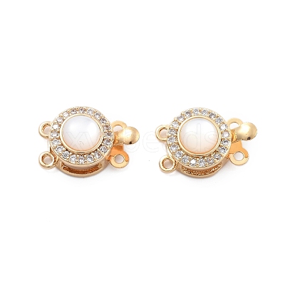 Brass Micro Pave Clear Cubic Zirconia Box Clasps KK-B125-04G-1